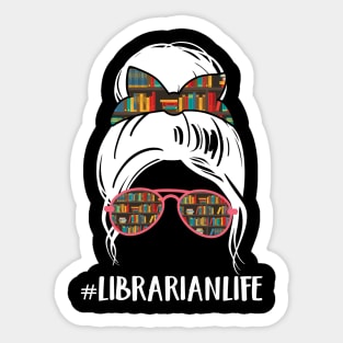 Funny Librarian Life Sunglasses Bow Ribbon Books Book Lover Sticker